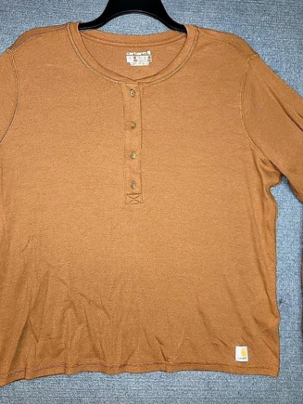#458 Carhartt Long Sleeve Henley Brown 2XL